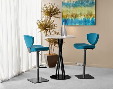 modern blue teal bar stool and pub table sitting pretty inc